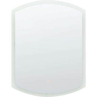 Beliani Espejo De Pared Led De Vidrio Plateado 60 X 78 Cm Maquillaje Ovalado Beziers