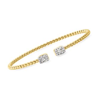 Ross-Simons Diamond and 18kt Gold Over Sterling Bead Cuff Bracelet