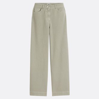 La Redoute Collections Katoenen twill broek met hoge taille en wijde pijpen