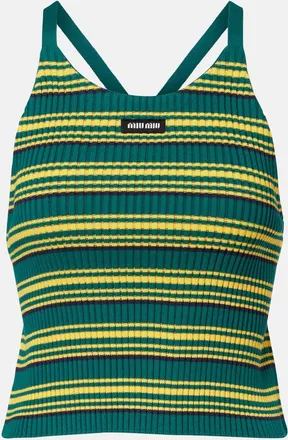 Miu Miu Top in misto cotone a coste a righe