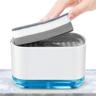 OEM Dispensador De Jab&oacute;n Y Soporte Para Esponja 2 En 1 Pr&aacute;ctico Para La Cocina - Dispensador De Jab&oacute;n Con Bomba Recargable De 300 Ml