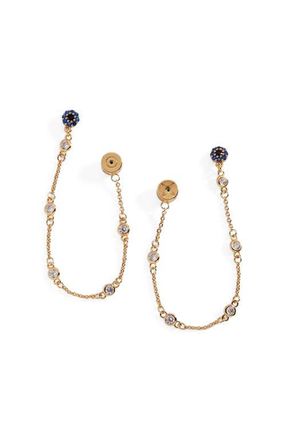 Alex and Ani Evil Eye Front to Back Chain Earring in Gold Blue at Nordstrom