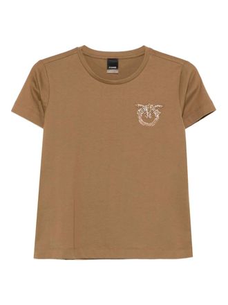 Pinko embellished-logo T-shirt - Brown