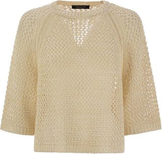 Fabiana Filippi Oversized Cape Sweater - Dames - Ronde hals truien - Beige - S - Katoen - Truien & Vesten