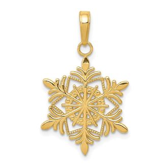 Diamond2Deal 14k Yellow Gold Snowflake Pendant