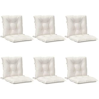 vidaXL Cojines Silla Respaldo Bajo 6 Ud Tela Crema Melange 100x50x7 Cm Vidaxl
