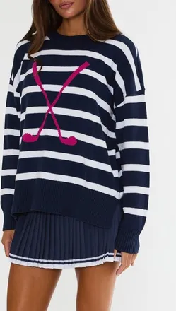 Beach Riot Callie Stripe Sweater in Dusk Club Stripe at Nordstrom, Size X-Small