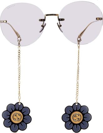 Gucci 691315_I33338053 Flower-Pendant Sunglasses - Gold