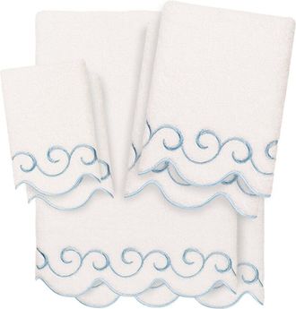 Linum Home Textiles 100% Turkish Cotton Simplicity Scallop 6Pc Embellished Towel Set