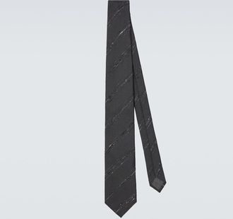 Brunello Cucinelli Striped silk and cotton tie