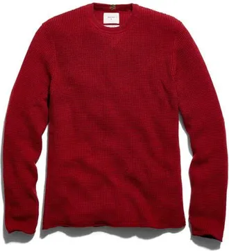 Billy Reid Martin Mini Waffle Crewneck Cotton & Cashmere Sweater in Dark Cherry at Nordstrom, Size X-Large