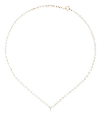 Mizuki 14kt yellow gold Akoya pearl diamond necklace
