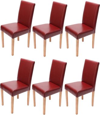 Hhg Hhg - Nunca Usado] Juego De 6 Sillas De Comedor Silla De Cocina Littau, Cuero, Rojo, Patas Claras