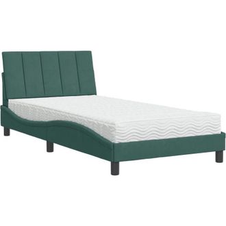 vidaXL Cama Con Colch&oacute;n Terciopelo Verde Oscuro 100x200 Cm Vidaxl