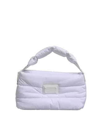 Dolce & Gabbana White Logo Plaque Polyester Quilted Shoulder Borse Womens Bag (Pre-Owned)