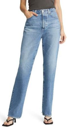 AG - Adriano Goldschmied Ezzra High Waist Distressed Straight Leg Jeans in 18 Years Presto at Nordstrom Rack, Size 31