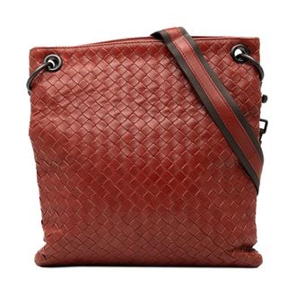 Bottega Veneta Pre-owned Woven Leather Crossbody Bag - Dames - Pre-owned - Bruin - Maat: ONE Size Leer