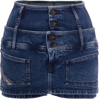 Diesel Blue Solid Mini Skirt