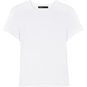 Maje Cotton T-shirt in White at Nordstrom, Size X-Small