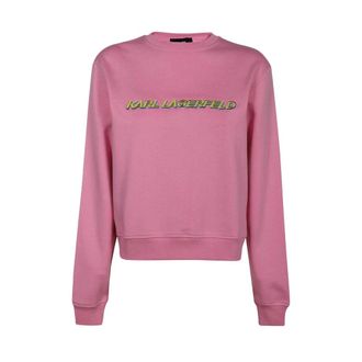 Karl Lagerfeld Hoodies & sweatvesten, Dames, Roze, S, Katoen, Sweatshirt met ronde hals