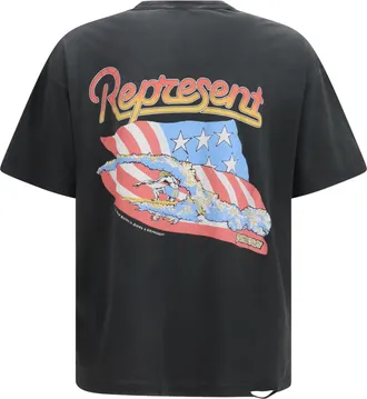 Represent Mens Beach Boys Americas Band T-Shirt Stained Black Cotton; True Hemp T-Shirts And Polos