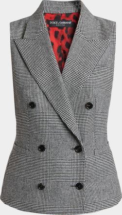 Dolce & Gabbana Glen Plaid Wool-Cashmere Double-Breasted Vest