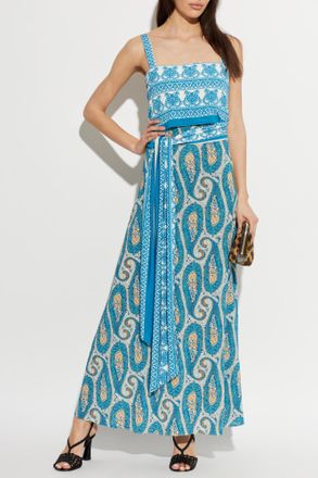 Etro Patterned Dress With Decorative Shawl, Womens, Blue