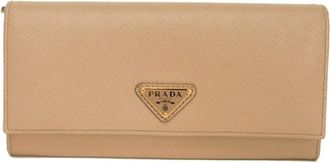 Prada Beige Saffiano Lux Long Wallet (Bi-Fold) (Pre-Owned)
