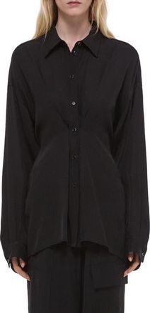 Helmut Lang Cinched Long Sleeve Shirt in Black at Nordstrom, Size Xx-Small