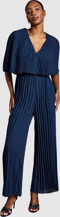 Coast Pleated Wrap Front Georgette Jumpsuit in Navy at Nordstrom, Size 10P