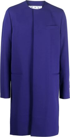 Off-white logo-patch single-breasted coat - men - Wool/Viscose/Cotton - 48 - Purple