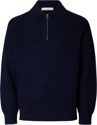 Selected Jersey de punto con media cremallera - Knitwear - Hombre - Azul - XL