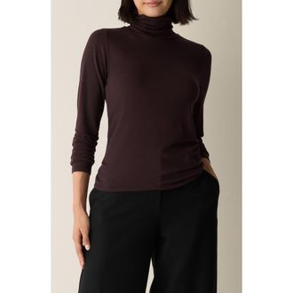 Eileen Fisher Turtleneck Stretch Organic Cotton Blend Top in Cassis at Nordstrom Rack, Size X-Large