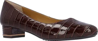 J. Reneé Bambalina Croc Embossed Block Heel Pump in Brown at Nordstrom, Size 10.5