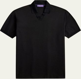 Ralph Lauren Purple Label Mens Cotton and Cashmere Short-Sleeve Polo Sweater