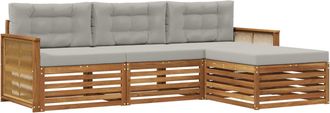 vidaXL Conjunto De Sof&aacute;s De Exterior 4 Uds. Natural Y Gris Claro Vidaxl