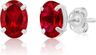 MAX + STONE 14k Yellow or White Gold 7x5mm Oval Stud Earrings with Push Backs