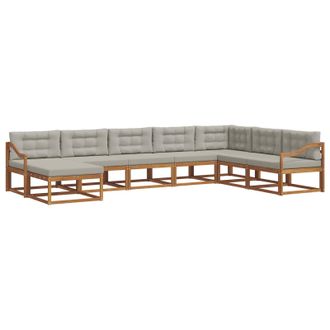 vidaXL Conjunto De Sof&aacute;s De Exterior 8 Pcs Gris Natural Y Claro Vidaxl