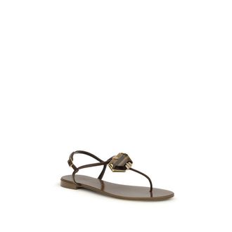 Giuseppe Zanotti Womens Brown Stainless Steel Flat Sandals