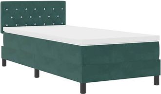 vidaXL Cama Con Somier Y Colch&oacute;n Verde Oscuro 90 X 190 Cm Tela Vidaxl
