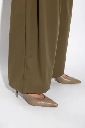 Max Mara Leather Heeled Shoes, Womens, Beige