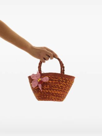 Amor y Mezcal flower-detail tote bag - women - Straw - One Size - Red