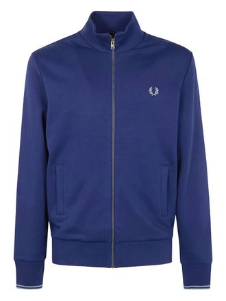 Fred Perry laurel-embroidered zip-up sweatshirt - Blue