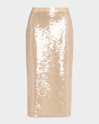 Tanya Taylor Kiah Sequined Midi Skirt