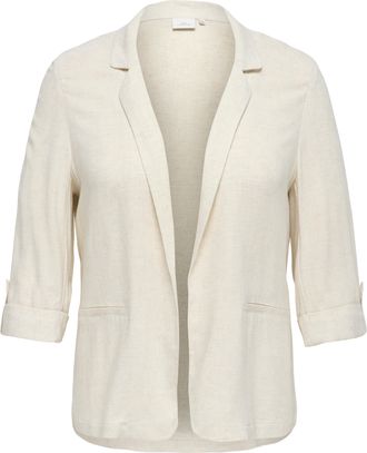 Only Carmakoma Longblazer ONLY CARMAKOMA CARSIESTA 3/4 OPEN LIN BL BLAZE TLR NOOS, Damen, Gr. 42, moonbeam, Web, Obermaterial: 80% Viskose, 20% Leinen, unifarben, re