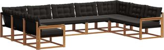 vidaXL Conjunto De Sof&aacute;s De Exterior 9 Uds. Natural Y Negro Vidaxl