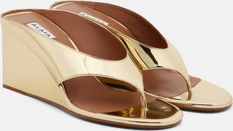 Alaia Ala&iuml;a Cube metallic wedge thong sandals