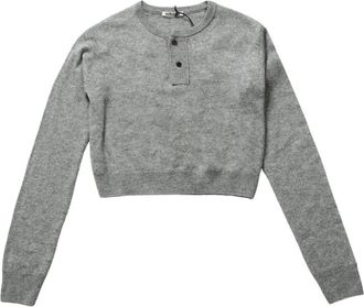 Auralee fine-knit henley-neck sweater - Grigio