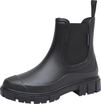 Generic Wellies Women Waterproof Short Wellington Boots Uk Fashion Ladies Comfortable Rain Boots Outdoors Garden Walking (Black, 4.5)