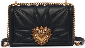 Dolce & Gabbana Devotion Logo Heart Lambskin Crossbody Bag in Black at Nordstrom